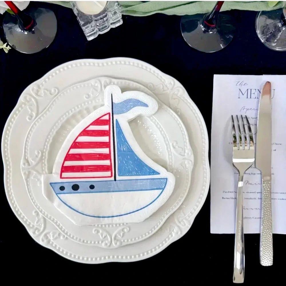 Nautical Sailboat Shaped Paper Napkins, 20-ct